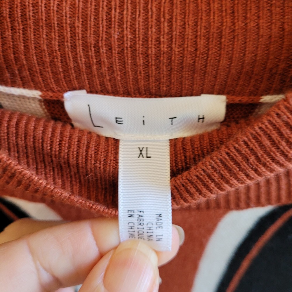 Leith Women Sweater Size XL Retro Stripe Wool Blend Boxy Boho Cozy Preppy 15993x - Picture 2 of 11